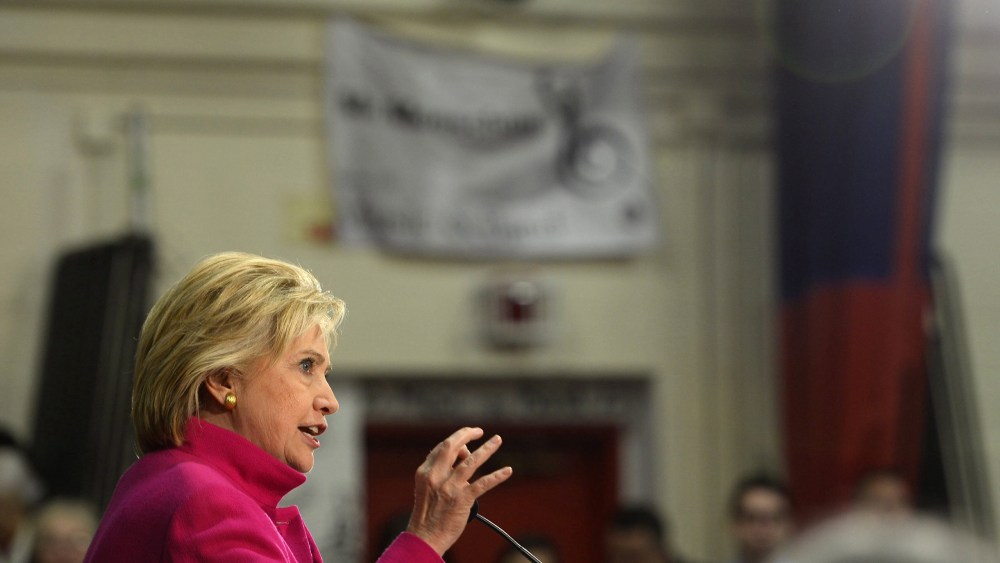 Democratic Presidential candidate Hillary Clinton during a town hall meeting in Salem, N.H., on Dec. 8, 2015. (Photo by CJ Gunther/EPA)
