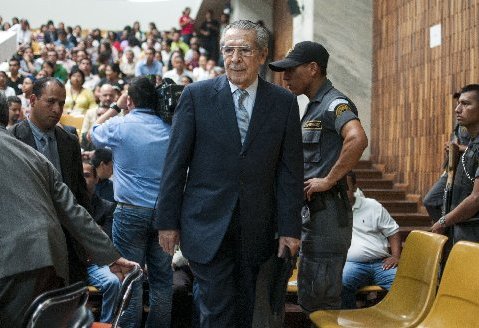 File Photo: Guatemala's former dictator General Efraín Ríos Montt enters the court in Guatemala City, Friday, April 19, 2013. (Photo by: Luis Soto/AP Photo)