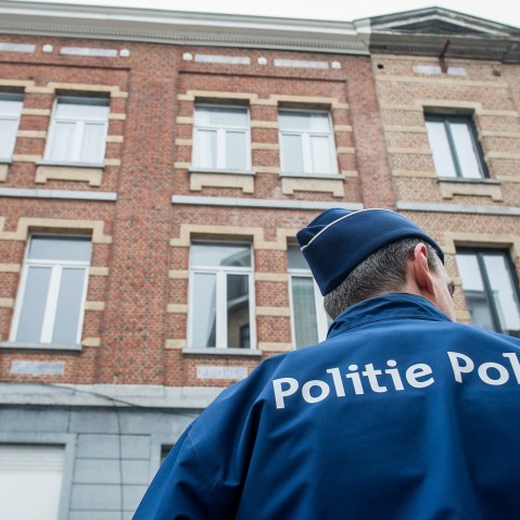 Belgium police are pictured in in the Molenbeek neighborhood of Brussels, Belgium, March 19, 2016. (Photo by Stephanie Lecocq/EPA)