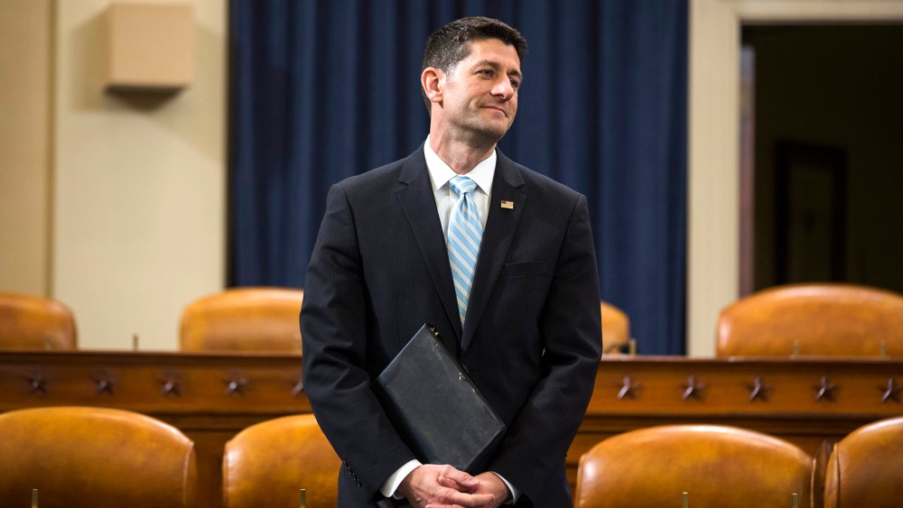 Republican Speaker of the House from Wisconsin Paul Ryan waits to deliver a speech in the Longworth House Office Building in Washington D.C., on March 23, 2016. (Photo by Jim Lo Scalzo/EPA)