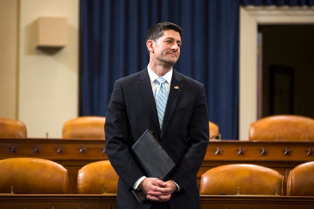Republican Speaker of the House from Wisconsin Paul Ryan waits to deliver a speech in the Longworth House Office Building in Washington D.C., on March 23, 2016. (Photo by Jim Lo Scalzo/EPA)