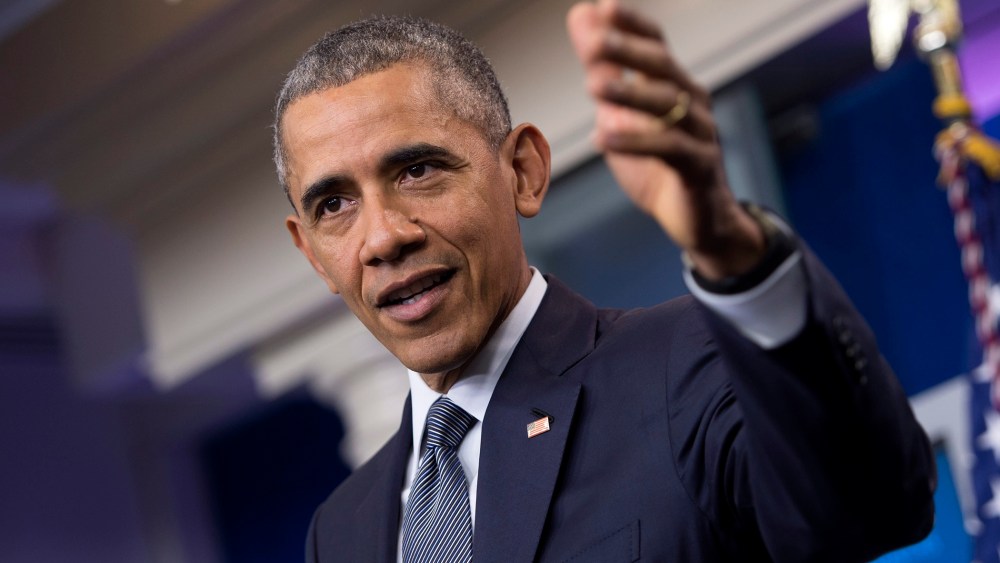 President Barack Obama delivers remarks in the Brady Press Briefing Room at the White House in Washington, DC, May 6, 2016. (Photo by Shawn Thew/EPA)