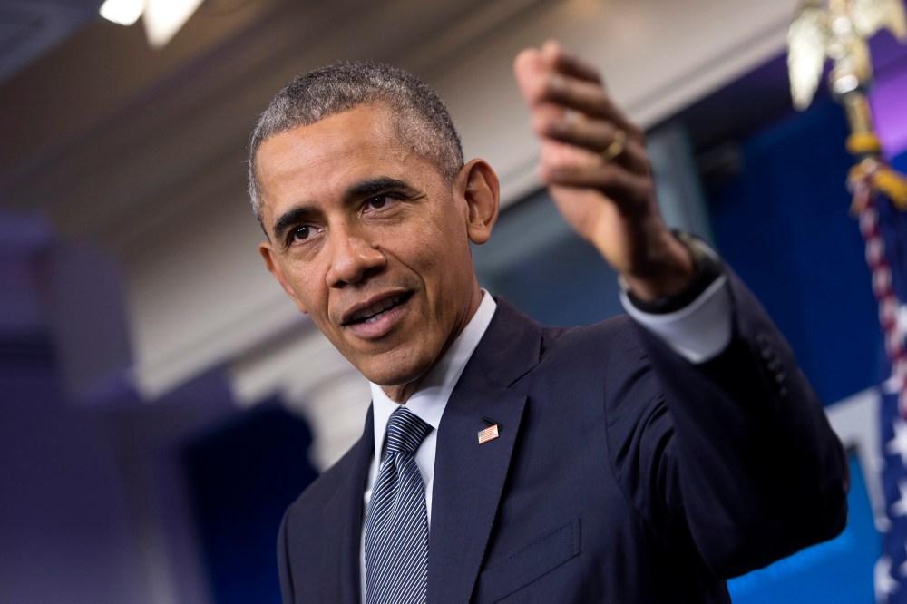 President Barack Obama delivers remarks in the Brady Press Briefing Room at the White House in Washington, DC, May 6, 2016. (Photo by Shawn Thew/EPA)
