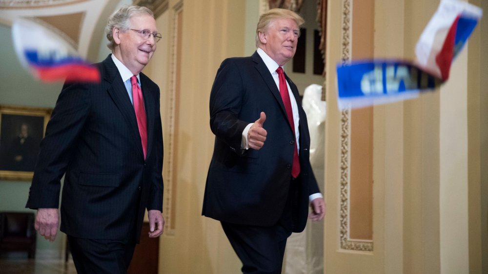 Image: President Trump attends Republican policy luncheon at the US Capitol