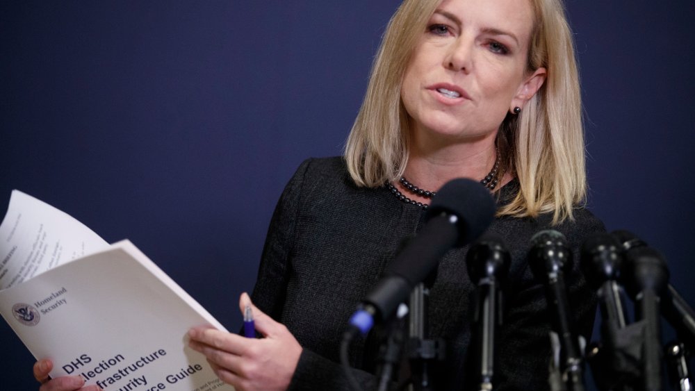 U.S. Secretary of Homeland Security Kirstjen Nielsen following the classified House members-only briefing on election security in the U.S. Capitol in Washington, DC, May 22, 2018.