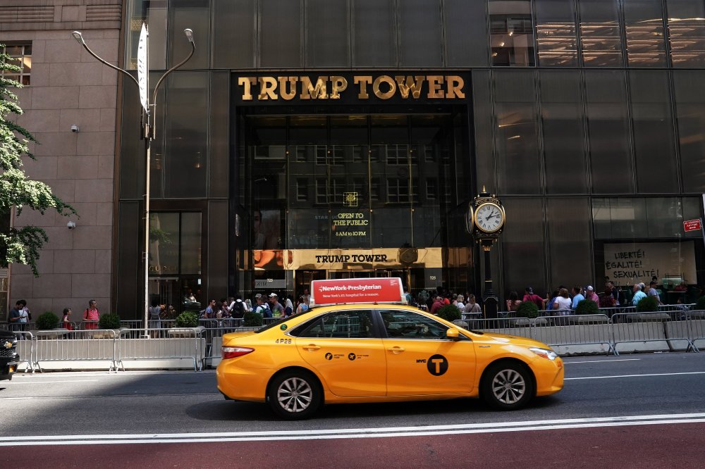 Image: A taxi goes past Trump Tower in New York City