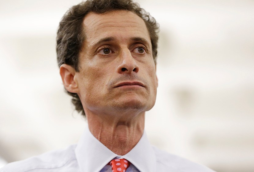 New York City Mayoral candidate Anthony Weiner takes reporters questions during a news conference at the Gay Men's Health Crisis headquarters, Tuesday, July 23, 2013, in New York. (Photo by Kathy Willens/AP)