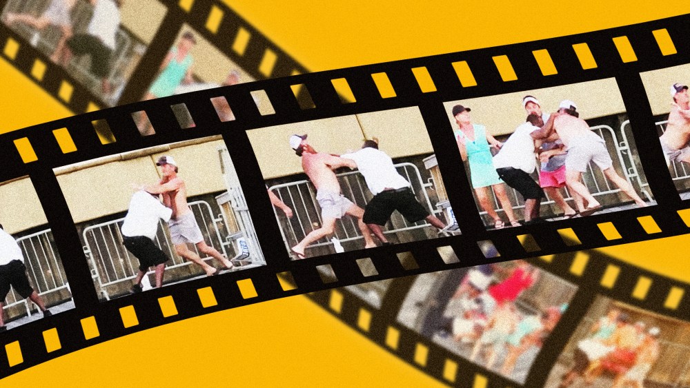 Stills from Montgomery dock fight in a film reel
