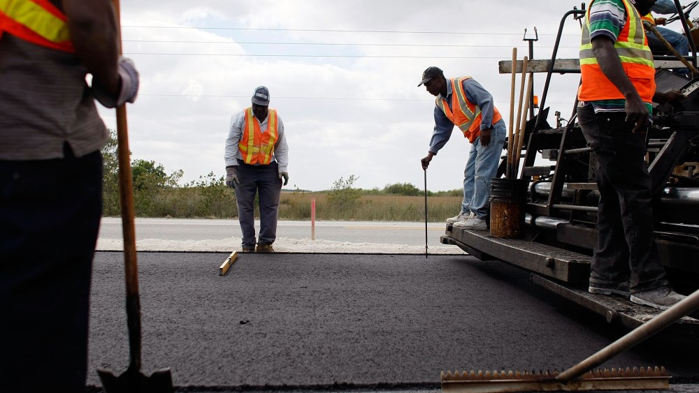 A road-widening project in Florida City, Florida, funded by the stimulus bill.