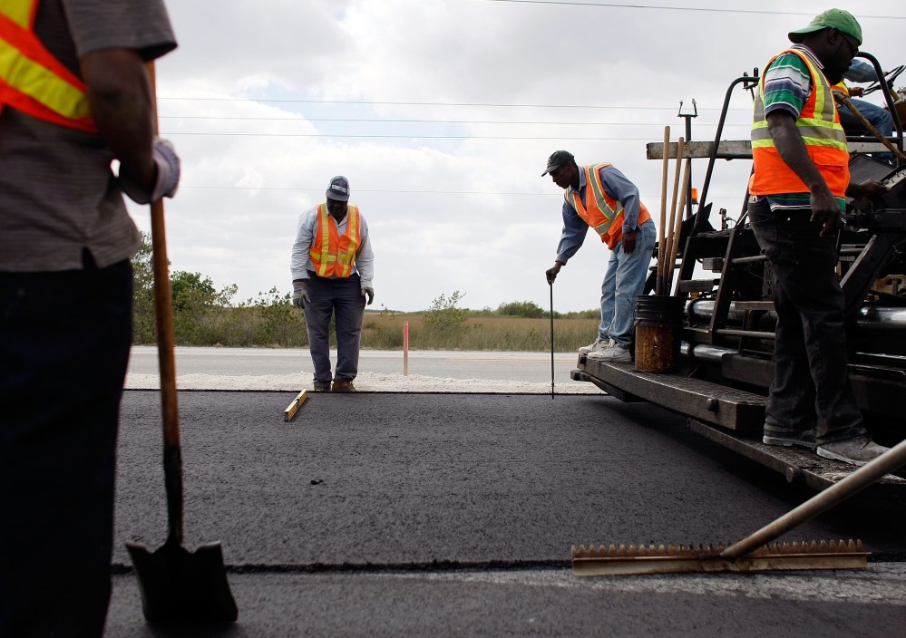 A road-widening project in Florida City, Florida, funded by the stimulus bill.