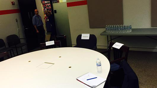 An office room inside Hillary Clinton's campaign headquarters. (Photo by John Harwood/CNBC)