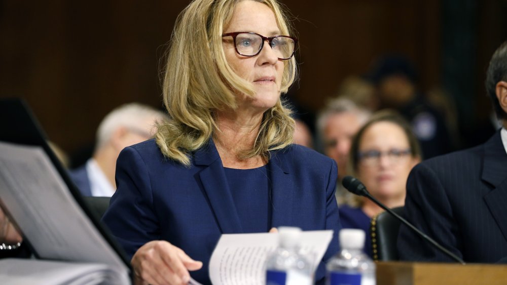 Dr. Christine Blasey Ford speaks before the Senate Judiciary Committee hearing on the nomination of Brett Kavanaugh to be an associate justice of the Supreme Court of the United States on Capitol Hill September 27, 2018 in Washington, DC.