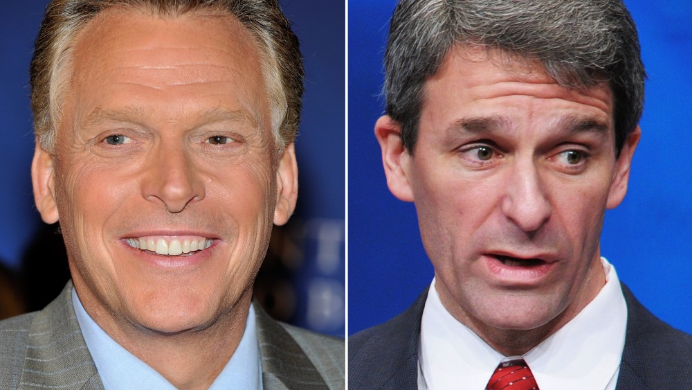 This digital composite shows file photos: (L-R) Terry McAuliffe as he attends the Clinton Global Initiative reception at The Museum of Modern Art on September 22, 2010 in New York City.  (Photo by Joe Corrigan/Getty Images) Ken Cuccinelli at the 39th...