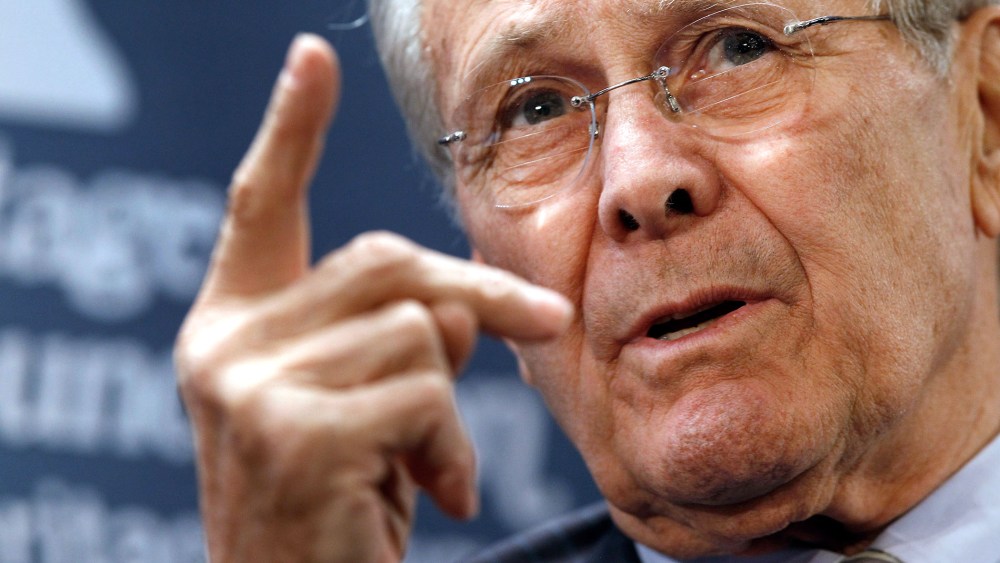 Former Secretary of Defense Donald Rumsfeld in Washington, DC.