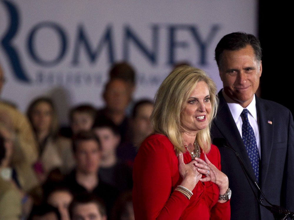 Ann Romney, front left, wife of Republican presidential candidate, former Massachusetts Gov. Mitt Romney.  (AP Photo/Steven Senne)