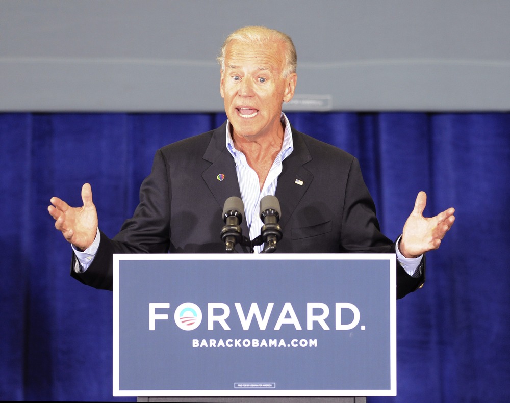 Vice President Joe Biden speaks during a campaign stop at the Spiller Elementary School in Wytheville, Va., Tuesday, Aug. 14, 2012. Biden was campaigning in Virginia and North Carolina.