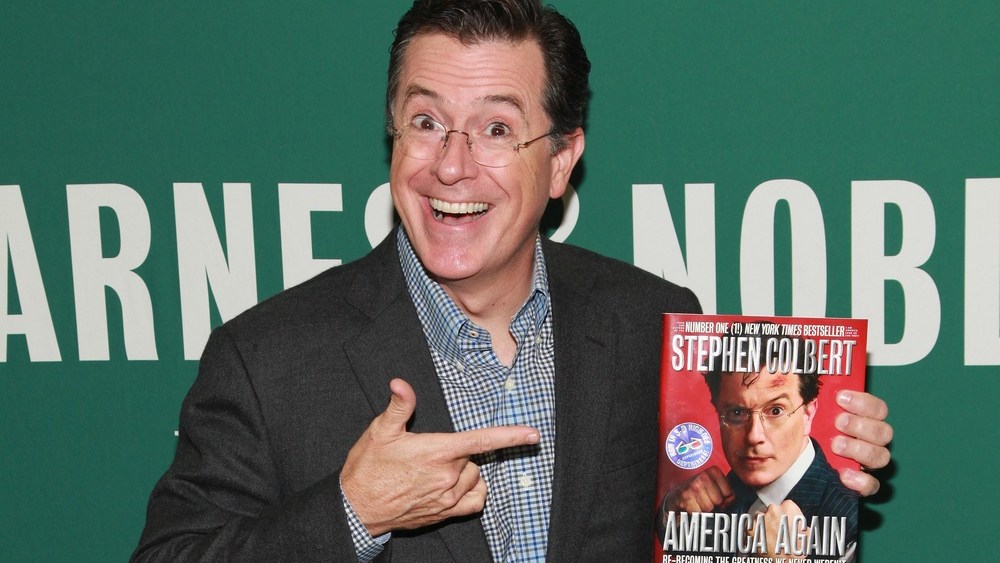 TV personality Stephen Colbert promotes "America Again: Re-becoming The Greatness We Never Weren't" at Barnes & Noble Union Square on October 2, 2012 in New York City.