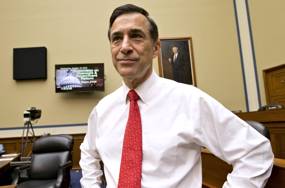 House Oversight Committee Chairman Rep. Darrell Issa, R-Calif., arrives on Capitol Hill on Oct. 10 for a hearing on the attack on the American consulate in Benghazi, Libya, that resulted in the death of U.S. Ambassador Christopher Stevens.