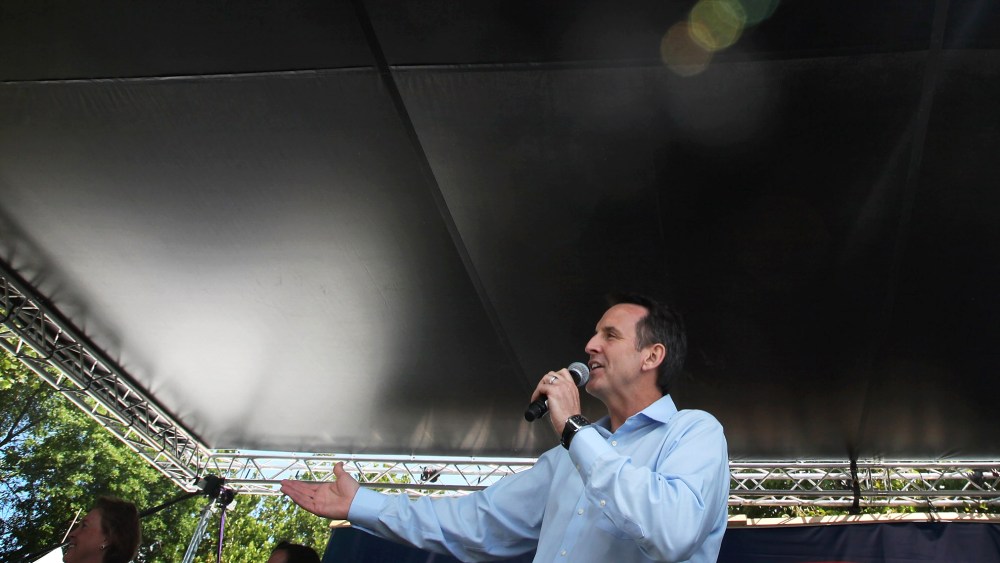 Republican presidential candidate and former Minnesota governor Tim Pawlenty speaks to  his supporters at the Iowa Straw Poll which is being held at Iowa State University August 13, 2011 in Ames, Iowa.
