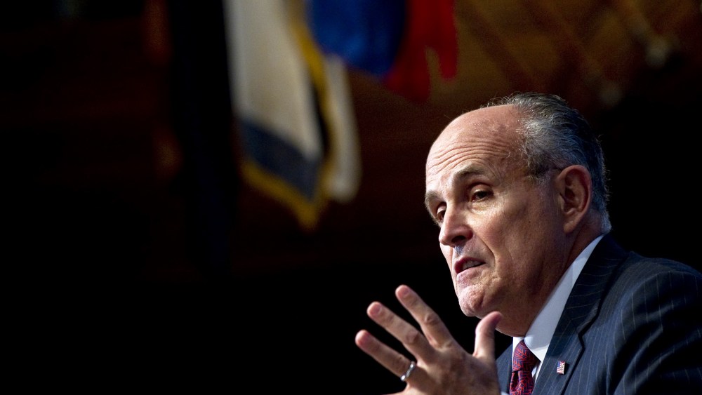 Former New York City Mayor Rudy Giuliani speaks at an event at the National Press Club in Washington, D.C., on Sept. 6, 2011. (Photo by Saul Loeb/AFP/Getty)