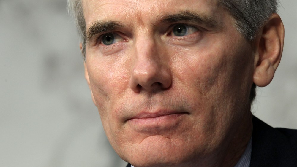 U.S. Sen. Rob Portman, R-Ohio, announced on March 14, 2013 that he has reversed his stance against same-sex marriage because his son, Will Portman, is gay. WASHINGTON, DC - SEPTEMBER 13:  U.S. Sen. Rob Portman (R-OH) listens during a hearing before the...