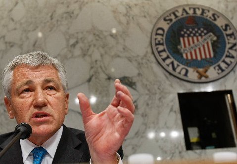 Sen. Chuck Hagel (R-NE) questions U.S. Ambassador to Iraq Ryan Crocker and General David Petraeus during a hearing of the Senate Foreign Relations Committee on Capitol Hill September 11, 2007 in Washington, DC. (Photo by Alex Wong/Getty Images)