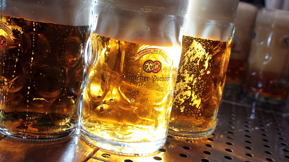 Beer mugs filled with freshly draught beer on day 2 of the Oktoberfest 2011 beer festival, Sept. 18, 2011 in Munich, Germany.