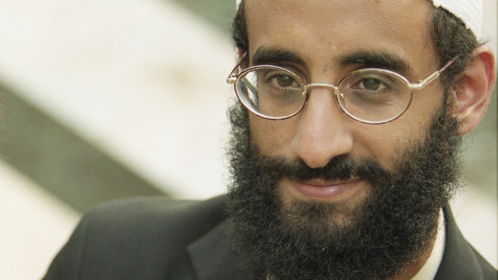 File Photo: Anwar Al-Awlaki at Dar al Hijrah Mosque on October 4 2001 in Falls Church, VA. (Photo by Tracy Woodward/The Washington Post via Getty Images, File).