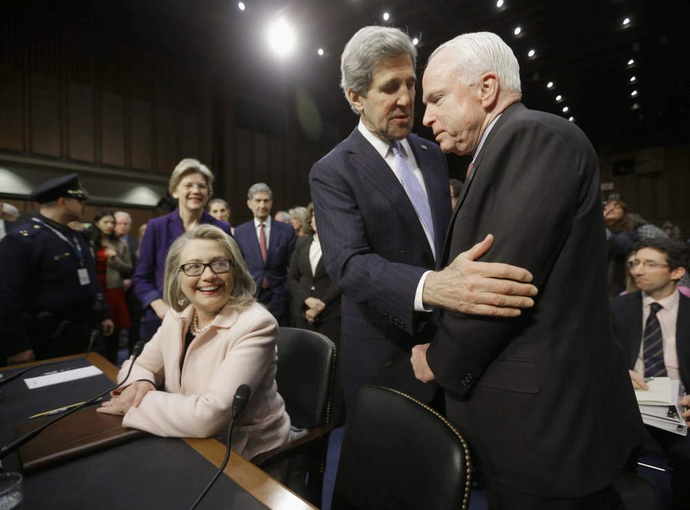 Hillary Clinton, at today's John Kerry nomination for Secretary of State, gave more than she got Wednesday(AP Photo/Pablo Martinez Monsivais)