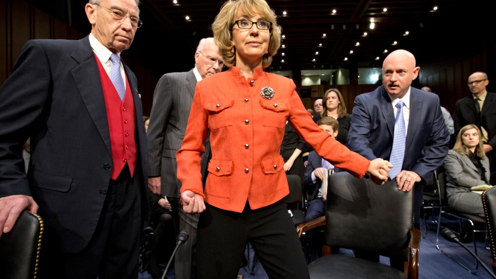 Former Arizona Rep. Gabrielle Giffords testified on Capitol Hill today. (Photo by J. Scott Applewhite/AP)