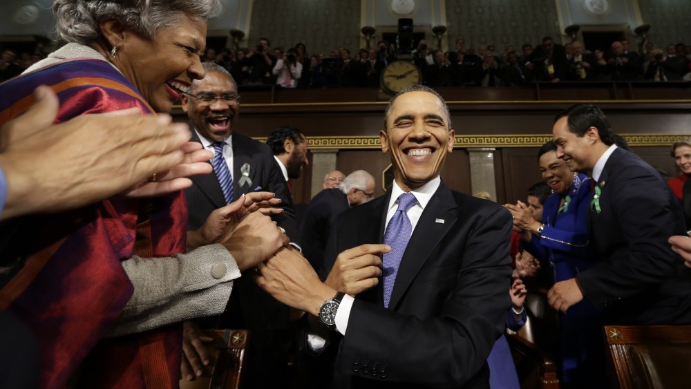 President Obama just before his State of the Union address.(Rex Features via AP Images)