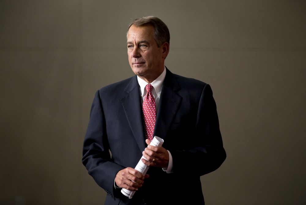 While President Obama is making his sequester case on the road, House Speaker John Boehner went to the Wall Street Journal. (Photo by J. Scott Applewhite/AP Photo/)