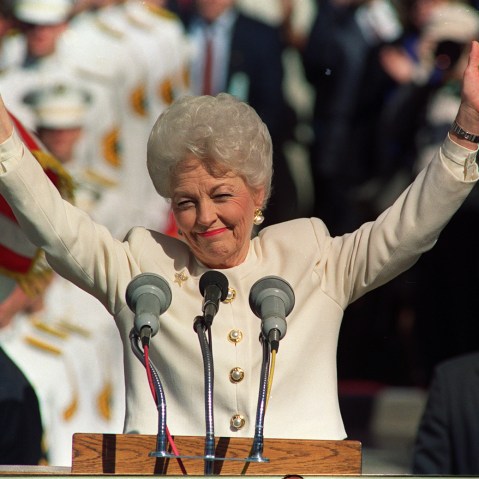 **FILE** Democratic Gov. Ann Richards thanks a crowd of supporters before conceding to Republican George W. Bush in this Tuesday, Nov. 8, 1994 file photo in Austin Texas. Richards, the witty and flamboyant Democrat who went from homemaker to national...