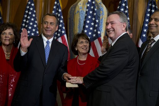 Rep. Steve Stockman, R-Texas, thinks VAWA benefits "men dressed up as women." (AP Photo/ Evan Vucci)