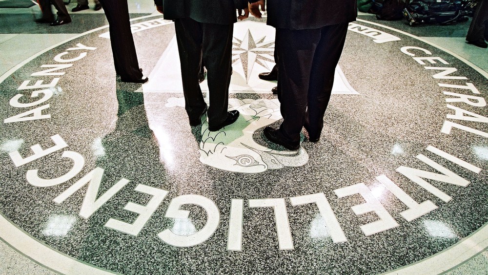 The seal of the Central Intelligence Agency is seen in Langly, Va.