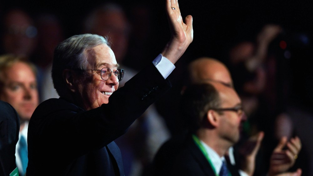 Americans for Prosperity Foundation chairman and Koch Industries Executive Vice President David H. Koch waves during an event on Nov. 4, 2011 in Washington DC. (Photo by Chip Somodevilla/Getty)