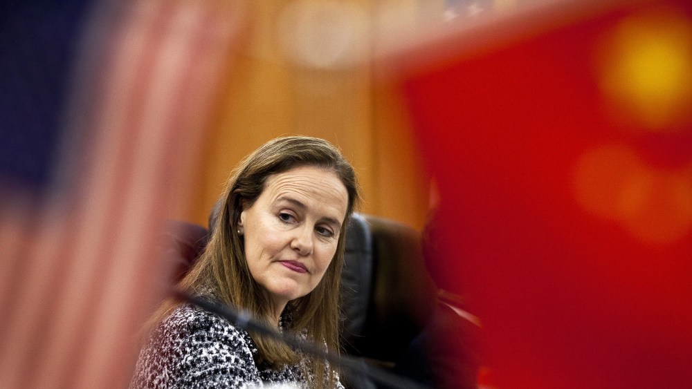 Then U.S. Under Secretary of Defence Michelle Flournoy looks on during a meeting at the Bayi Building in Beijing on Dec. 7, 2011. (Photo by Andy Wong/AFP/Getty)