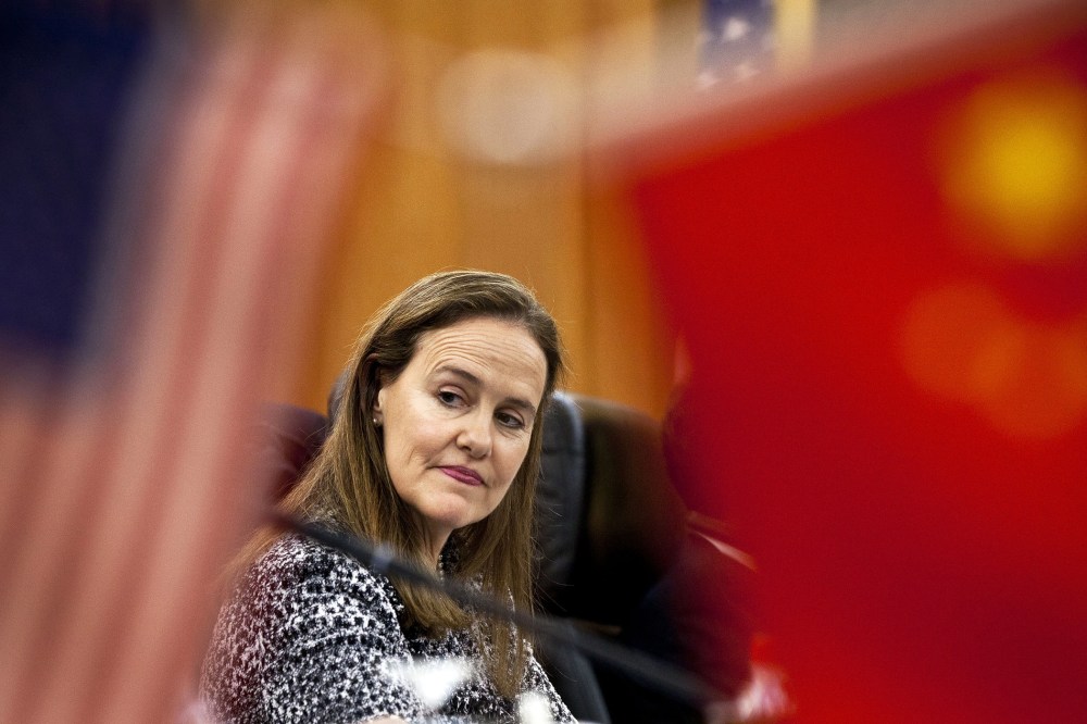 Then U.S. Under Secretary of Defence Michelle Flournoy looks on during a meeting at the Bayi Building in Beijing on Dec. 7, 2011. (Photo by Andy Wong/AFP/Getty)
