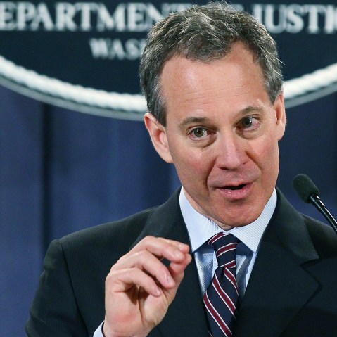 New York Attorney General Eric Schneiderman speaks during a news conference at the Justice Department on January 27, 2012, in Washington, DC. Attorney General Eric Holder announced the formation of the residential mortgage backed securities group that...