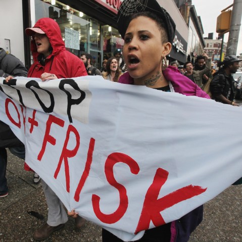 File Photo: Opponents of the New York Police Department's controversial "stop-and-frisk" policy march on Friday in the Bronx borough of New York City January 27, 2012. The NYPD says the stops assist crime prevention while opponents say they involve...