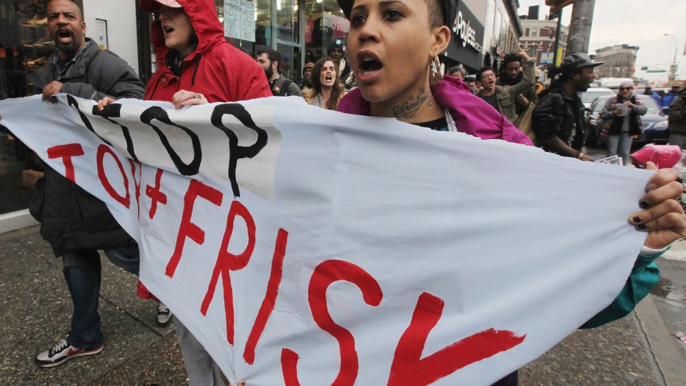 File Photo: Opponents of the New York Police Department's controversial "stop-and-frisk" policy march on Friday in the Bronx borough of New York City January 27, 2012. The NYPD says the stops assist crime prevention while opponents say they involve...