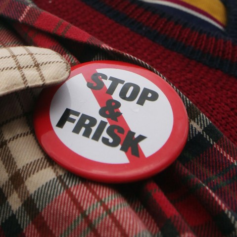 File Photo: An opponent of the New York Police Department's controversial "stop-and-frisk" policy march on January 27, 2012 in New York City. (Photo by Mario Tama/Getty Images/File)