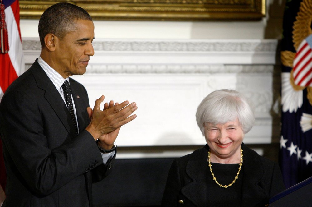 President Barack Obama applauds after announcing his nomination of Janet Yellen to head the Federal Reserve at the White House in Washington in this October 9, 2013.