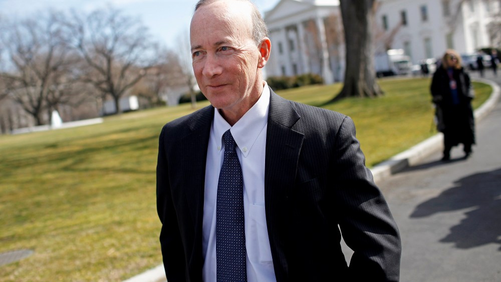 Mitch Daniels leaves the White House after a meeting of the National Governors Association with President Barack Obama February 27, 2012 in Washington, DC.