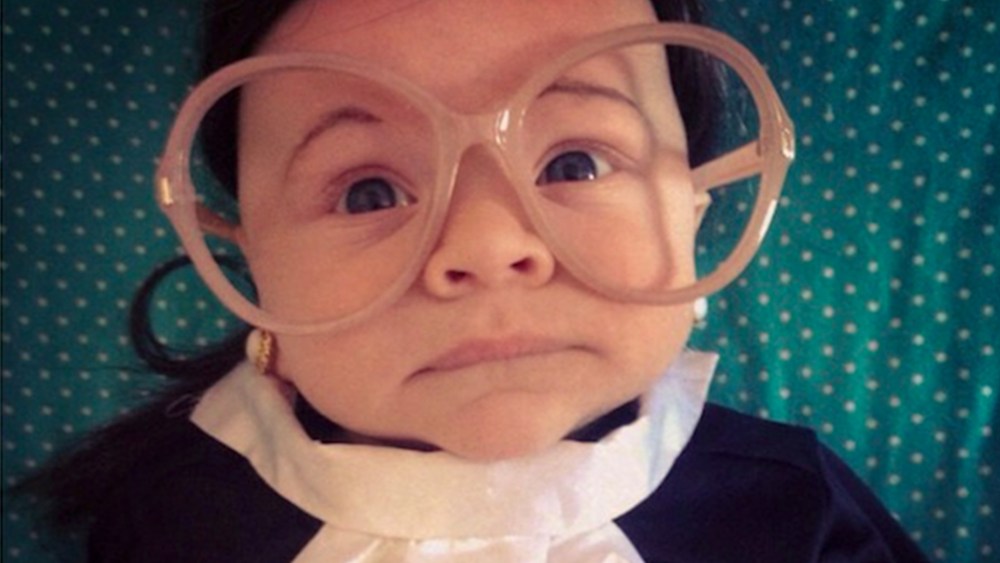 Child dressed as Supreme Court Justice Ruth "Baby" Ginsberg. (@taffyakner via twitter via NBC News)