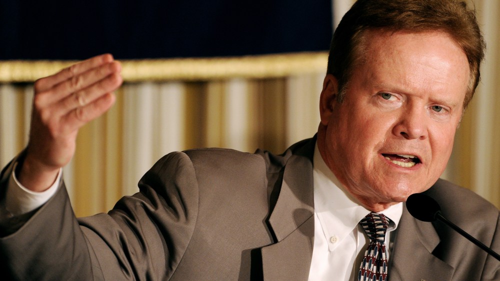 Then-U.S. Senator Jim Webb answers a question during a press conference at the Foreign Correspondents' Club in Tokyo on April 5, 2012.