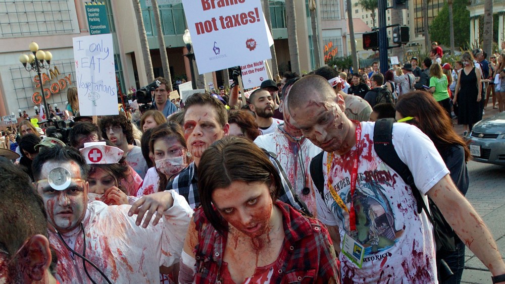Fans participate in ''Zombie Walk: San Diego'' during Comic-Con International 2012 on July 13, 2012 in San Diego.