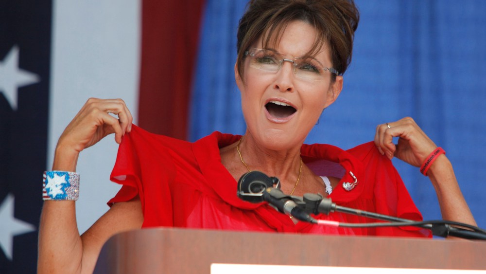 File Photo: Sarah Palin, former Governor of Alaska and 2008 Republican Vice Presidential candidate speaks at a "Patriots in the Park" Tea Party rally at the Wayne County Fairgrounds July 14, 2012 in Belleville, Michigan. The event was sponsored by...