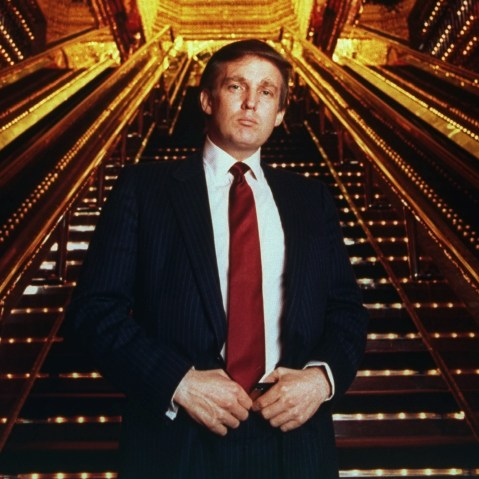 Real estate tycoon Donald Trump poses in Trump Tower atrium, 1989. (Photo by Ted Thai/The LIFE Picture Collection/Getty)
