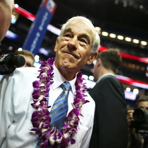 Rep. Ron Paul (R-TX) walks the arena floor during the second day of the Republican National Convention at the Tampa Bay Times Forum on Aug. 28, 2012 in Tampa, Fla.